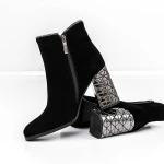 Botine Dama cu toc gros K9071-80B Negru » Pantoful.ro