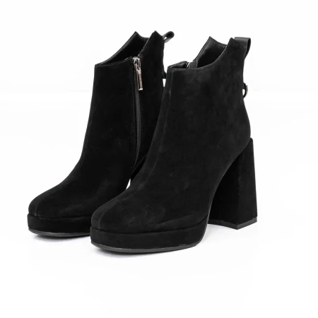 Botine Dama cu toc gros M03-05A Negru » Pantoful.ro
