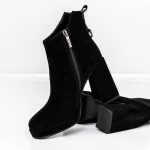Botine Dama cu toc gros M03-05A Negru » Pantoful.ro