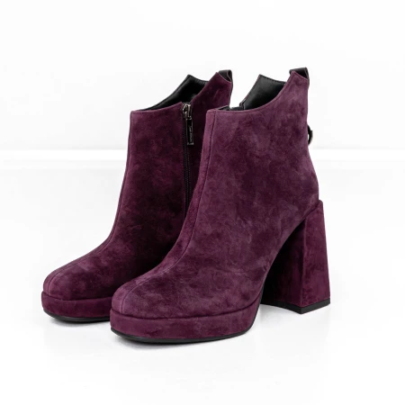 Botine Dama cu toc gros M03-05B Visiniu » Pantoful.ro