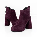 Botine Dama cu toc gros M03-05B Visiniu » Pantoful.ro