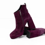 Botine Dama cu toc gros M03-05B Visiniu » Pantoful.ro