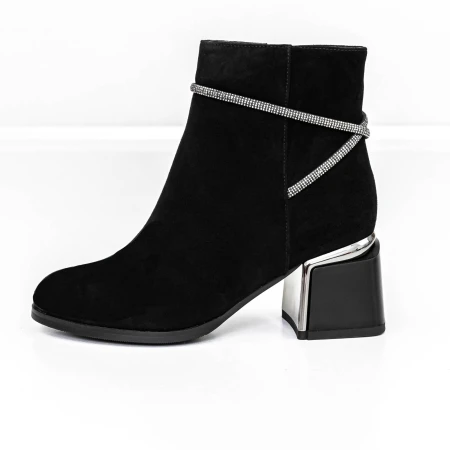 Botine Dama cu toc gros M07-01A Negru » Pantoful.ro