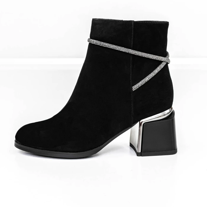 Botine Dama cu toc gros M07-01A Negru » Pantoful.ro