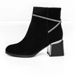 Botine Dama cu toc gros M07-01A Negru » Pantoful.ro