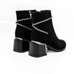 Botine Dama cu toc gros M07-01A Negru » Pantoful.ro
