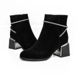 Botine Dama cu toc gros M07-01A Negru » Pantoful.ro