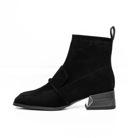 Botine Dama cu toc gros M12-01A Negru » Pantoful.ro