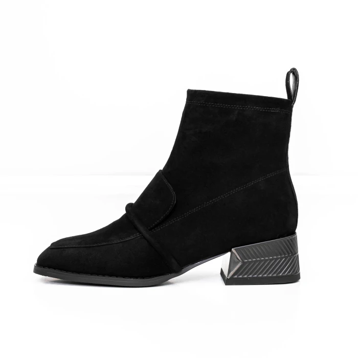 Botine Dama cu toc gros M12-01A Negru » Pantoful.ro