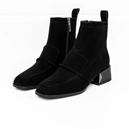 Botine Dama cu toc gros M12-01A Negru » Pantoful.ro