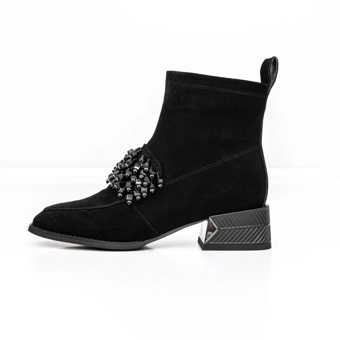 Botine Dama cu toc gros M12-02 Negru » Pantoful.ro