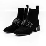 Botine Dama cu toc gros M12-02 Negru » Pantoful.ro