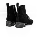 Botine Dama cu toc gros M12-02 Negru » Pantoful.ro