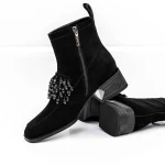 Botine Dama cu toc gros M12-02 Negru » Pantoful.ro