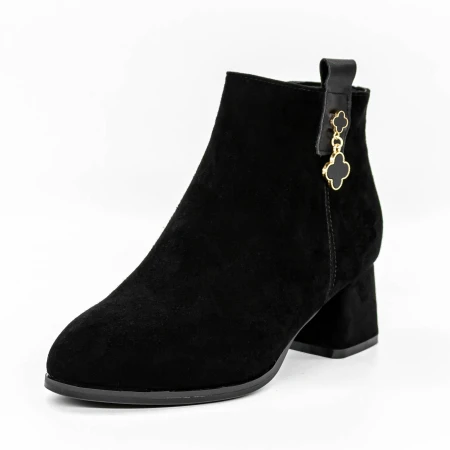 Botine Dama cu Toc gros 5251 Negru » Pantoful.ro