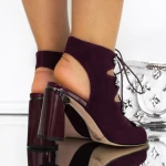 Sandale Dama cu Toc gros K596-83 Visiniu » Pantoful.ro