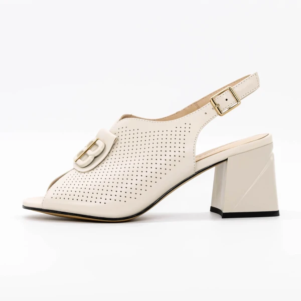 Sandale Dama cu Toc gros K377-1B Crem » Pantoful.ro