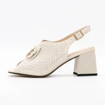 Sandale Dama cu Toc gros K377-1B Crem » Pantoful.ro