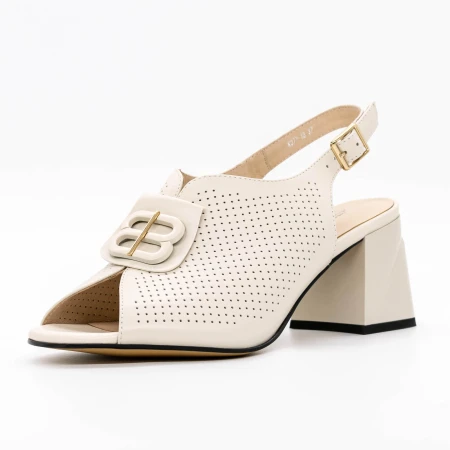 Sandale Dama cu Toc gros K377-1B Crem » Pantoful.ro