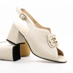 Sandale Dama cu Toc gros K377-1B Crem » Pantoful.ro
