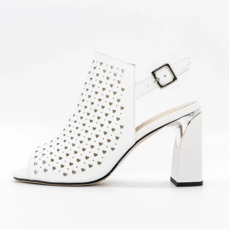 Sandale Dama cu Toc gros K596-80 Alb » Pantoful.ro