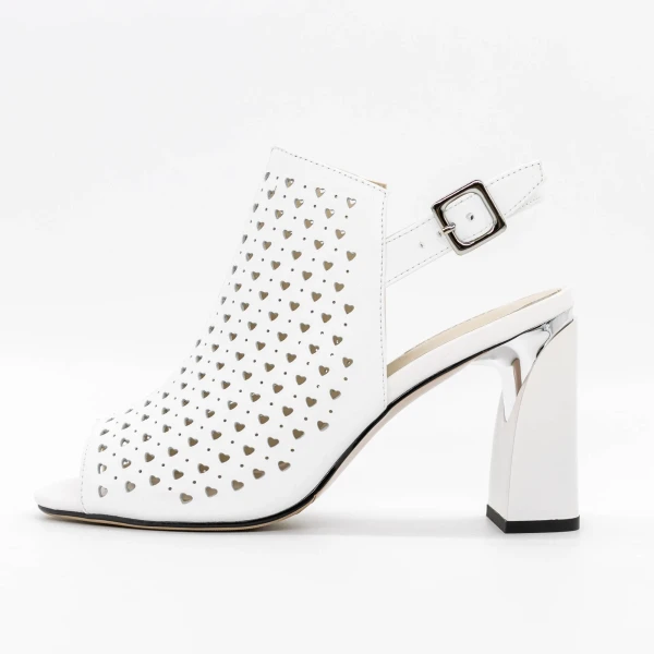 Sandale Dama cu Toc gros K596-80 Alb » Pantoful.ro