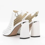 Sandale Dama cu Toc gros K596-80 Alb » Pantoful.ro