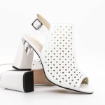 Sandale Dama cu Toc gros K596-80 Alb » Pantoful.ro