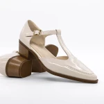 Sandale Dama cu Toc gros K6052-5680 Crem » Pantoful.ro