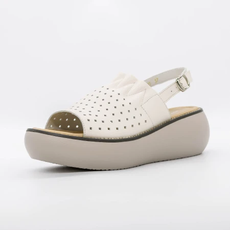 Sandale Dama cu Platforma FF05 Crem » Pantoful.ro