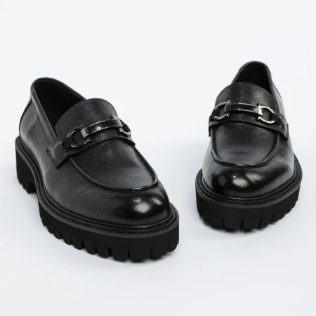 Mocasini Barbati din piele naturala 5NXE28 BLACK | PANTOFUL
