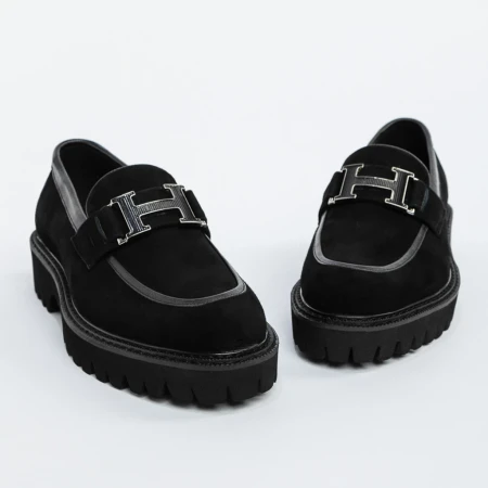 Mocasini Barbati din piele naturala 5NXE25 BLACK | PANTOFUL