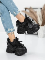Pantofi Sport Dama cu Platforma 5SJN12 Negru | Pantoful » Pantoful.Ro
