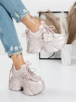 Pantofi Sport Dama cu Platforma 5SJN12 Roz | Pantoful » Pantoful.Ro