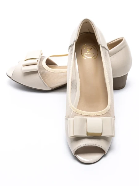 Pantofi cu Toc Gros 9661 CREAM | FORMAZIONE