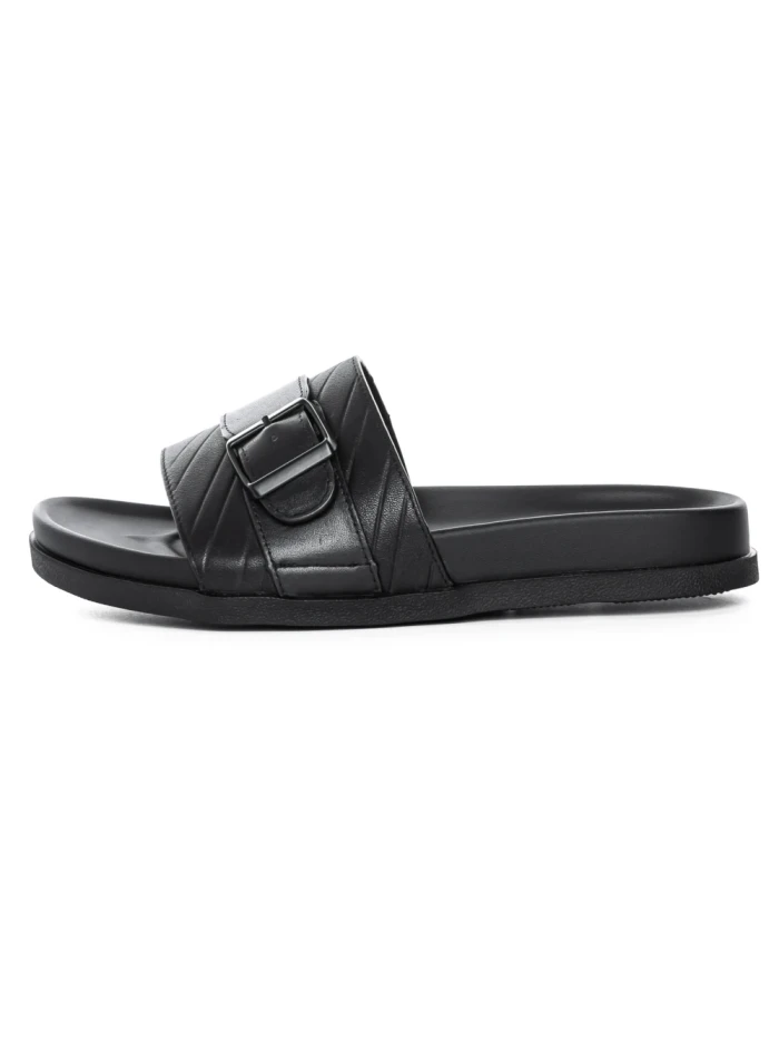 Papuci Barbati din piele naturala S11112 BLACK | ADVANCER