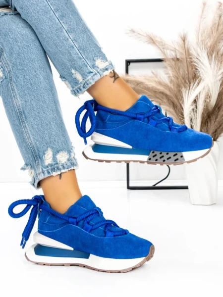 Pantofi Sport Dama din piele naturala 5WZ15 Albastru |. » Pantoful.ro
