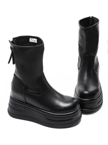 Ghete Dama din piele naturala 5W76 BLACK | PANTOFUL