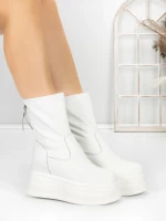 Ghete Dama cu Platforma 5W76 Alb | Pantoful » Pantoful.ro