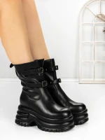 Ghete Dama cu Platforma 5W62 Negru | Pantoful » Pantoful.ro
