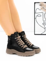 Ghete Dama din piele naturala 1292 Negru-Kaki | Advancer » Pantoful.ro