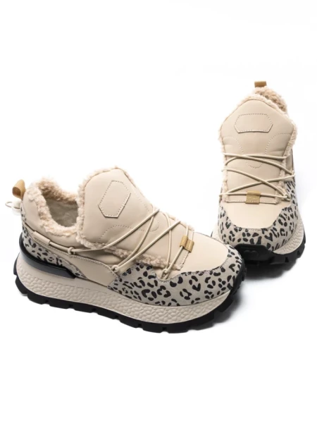 Pantofi Casual Dama din piele naturala 58W26 YELLOW-LEOPARD | PANTOFUL