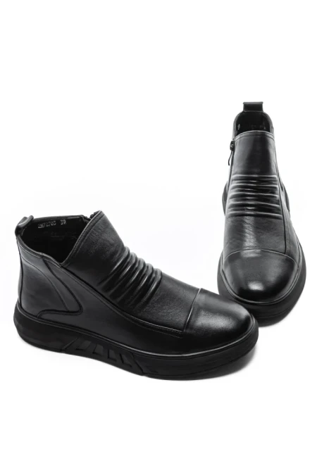 Ghete Barbati din piele naturala 2M72703 Negru | Advancer Ghete Barbati din piele naturala 2M72703 BLACK | ADVANCER