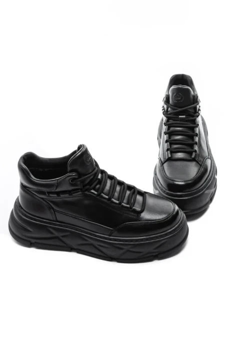 Ghete Barbati din piele naturala 225-5 Negru | Advancer Ghete Barbati din piele naturala 225-5 BLACK | ADVANCER