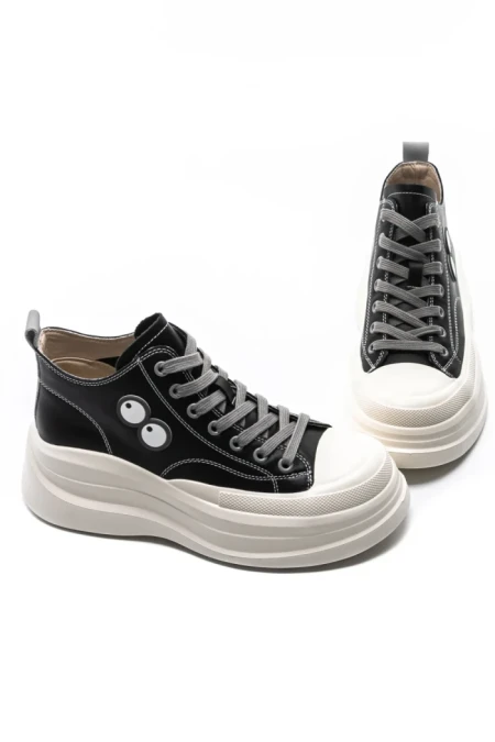 Ghete Dama din piele naturala KM3817 BLACK | ADVANCER