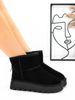 Ghete Dama din piele naturala 5W93 BLACK | PANTOFUL