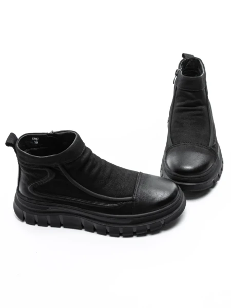 Ghete Barbati din piele naturala 5787 Negru | Advancer Ghete Barbati din piele naturala 5787 BLACK | ADVANCER