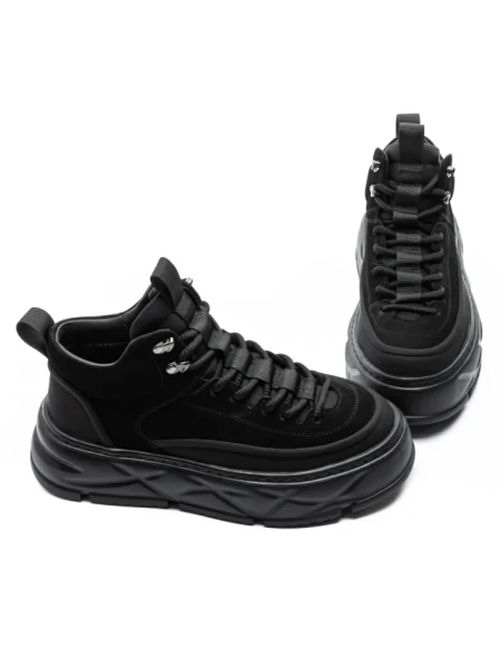 Ghete Barbati din piele naturala 88860 Negru | Advancer Ghete Barbati din piele naturala 88860 BLACK | ADVANCER