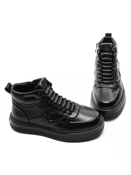 Ghete Barbati din piele naturala 88130 Negru | Advancer Ghete Barbati din piele naturala 88130 BLACK | ADVANCER