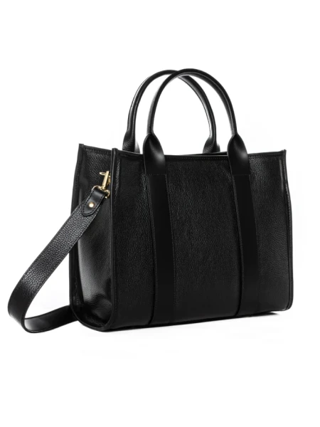 Geanta de mana din Piele Naturala GD45 Negru | Forseti Genti Dama Din Piele Naturala GD45 BLACK | FORSETI